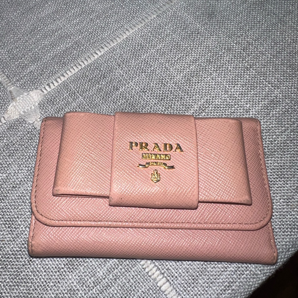 Prada Pink Ribbon Saffiano Leather Key Case